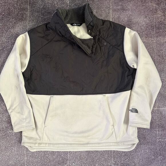 Women's The North Face Rosie Sherpa Gray White Fleece TNF Pullover Jacket Sz XL - Picture 1 of 5
